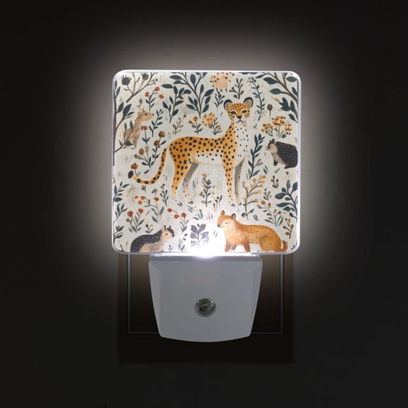 Yayeee LED Plug in Night Light for The Home with Auto Dusk to Dawn Light Sensors, 2 Pack, Animals in A Forest Pattern
