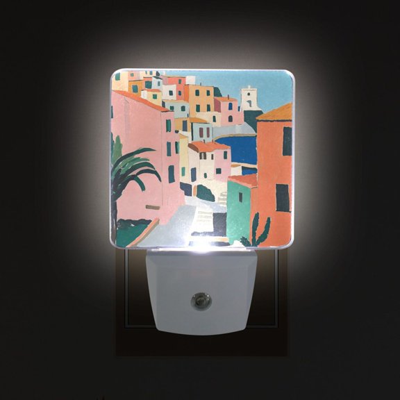 Yayeee LED Night Light for The Home Plug in With Light Sensors 2 Pack, Art City
