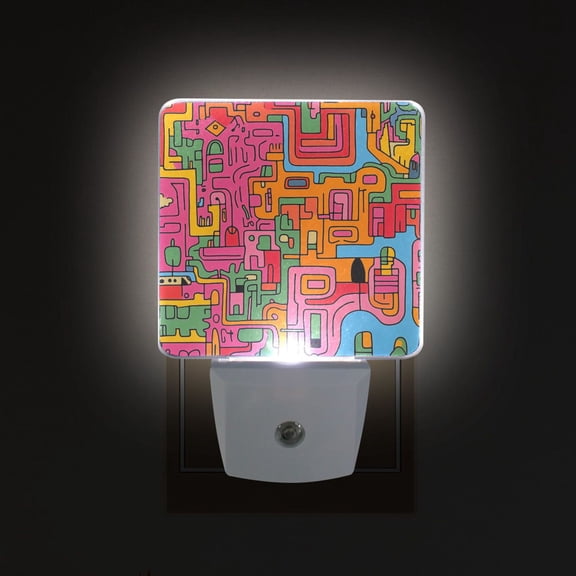 Yayeee LED Plug in Night Light for The Home with Auto Dusk to Dawn Light Sensors, 2 Pack, Art City