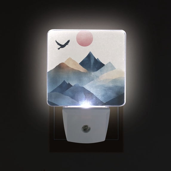 Yayeee LED Plug in Night Light for The Home with Auto Dusk to Dawn Light Sensors, 2 Pack, Art Mountains