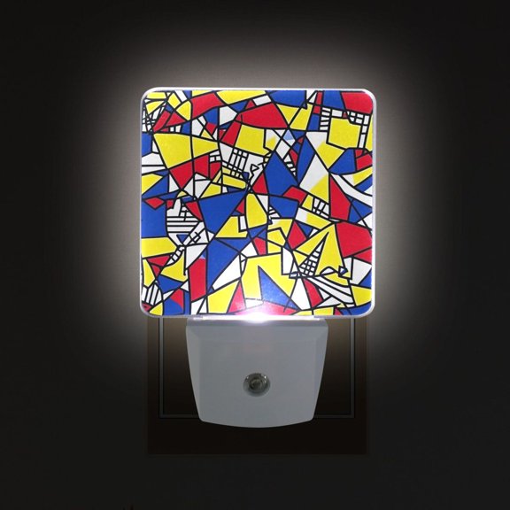 Yayeee LED Plug in Night Light for The Home with Auto Dusk to Dawn Light Sensors, 2 Pack, Art Triangles
