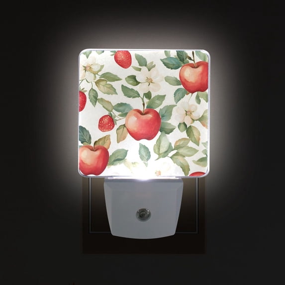 Yayeee LED Plug in Night Light for The Home with Auto Dusk to Dawn Light Sensors, 2 Pack, Beige Apple Pattern