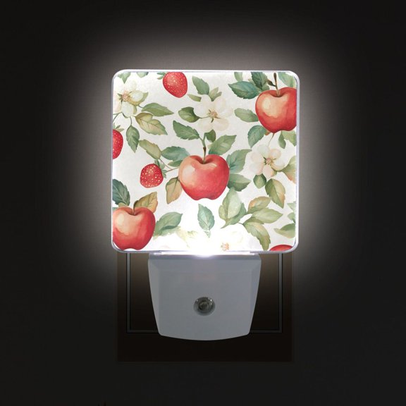 Yayeee LED Plug in Night Light for The Home with Auto Dusk to Dawn Light Sensors, 2 Pack, Beige Apple Pattern