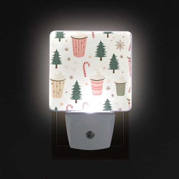 Yayeee LED Night Light for The Home Plug in With Light Sensors 2 Pack, Beige Christmas Cups