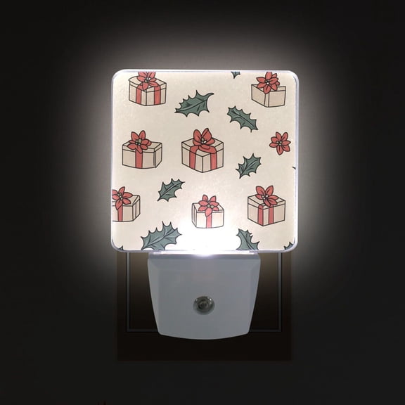 Yayeee LED Night Light for The Home Plug in With Light Sensors 2 Pack, Beige Christmas Gift Pattern