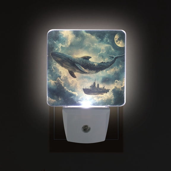 Yayeee LED Plug in Night Light for The Home with Auto Dusk to Dawn Light Sensors, 2 Pack, Beige Floating Whale