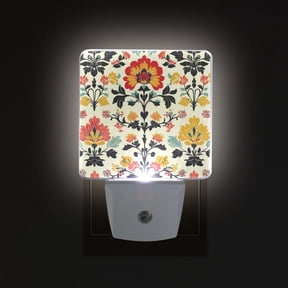 Yayeee LED Plug in Night Light for The Home with Auto Dusk to Dawn Light Sensors, 2 Pack, Beige Floral