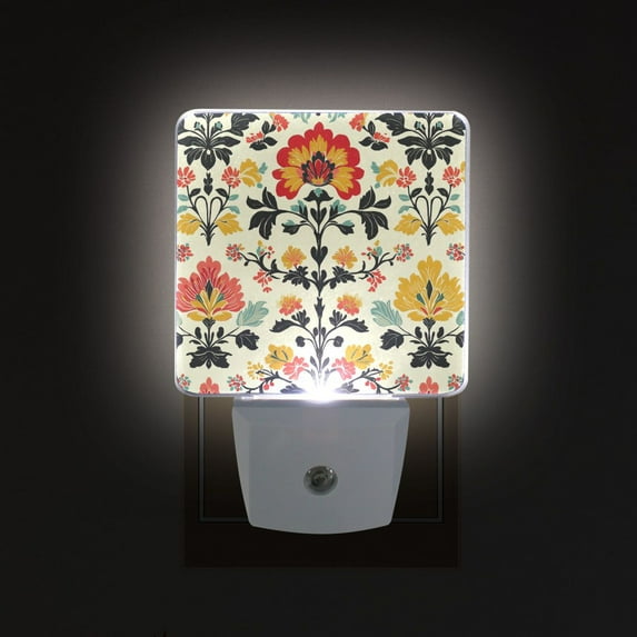 Yayeee LED Night Light for The Home Plug in With Light Sensors 2 Pack, Beige Floral