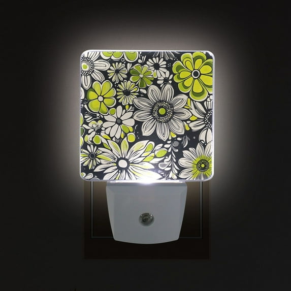 Yayeee LED Night Light for The Home Plug in With Light Sensors 2 Pack, Beige Flower Pattern