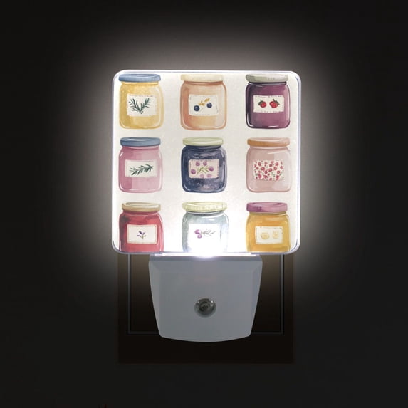 Yayeee LED Plug in Night Light for The Home with Auto Dusk to Dawn Light Sensors, 2 Pack, Beige Jam Jars