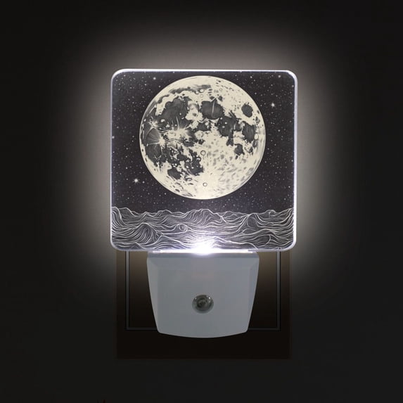 Yayeee LED Plug in Night Light for The Home with Auto Dusk to Dawn Light Sensors, 2 Pack, Beige Moon