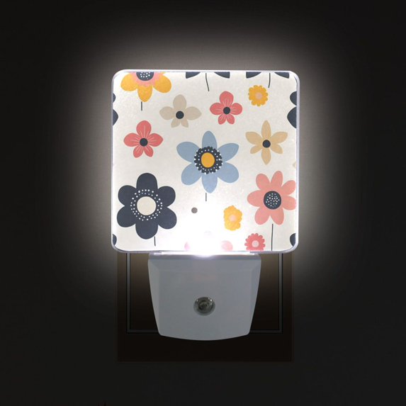 Yayeee LED Plug in Night Light for The Home with Auto Dusk to Dawn Light Sensors, 2 Pack, Beige Retro Flower
