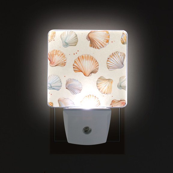 Yayeee LED Plug in Night Light for The Home with Auto Dusk to Dawn Light Sensors, 2 Pack, Beige Seashell