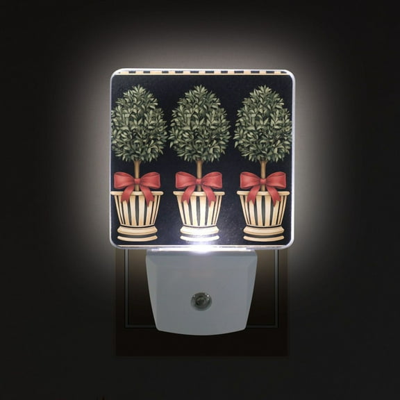 Yayeee LED Night Light for The Home Plug in With Light Sensors 2 Pack, Beige Striped Trees