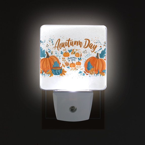 Yayeee LED Plug in Night Light for The Home with Auto Dusk to Dawn Light Sensors, 2 Pack, Big Pumpkins
