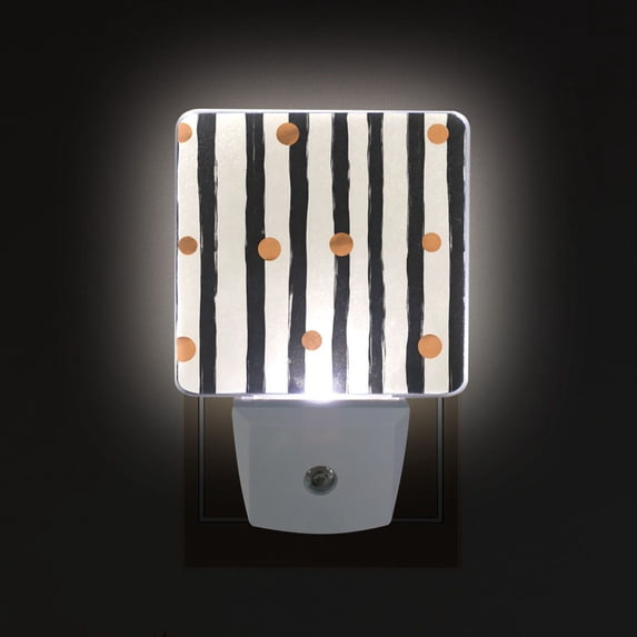 Yayeee LED Night Light for The Home Plug in With Light Sensors 2 Pack, Black Abstract Stripes