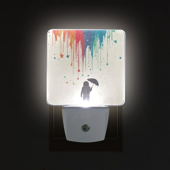 Yayeee LED Night Light for The Home Plug in With Light Sensors 2 Pack, Black Astronaut