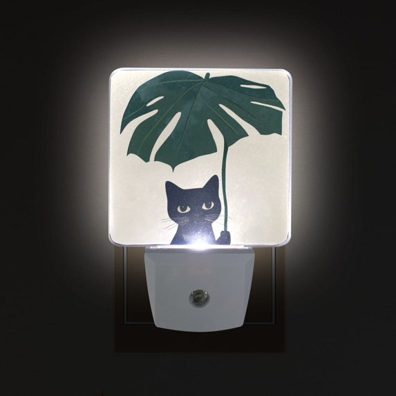 Yayeee LED Plug in Night Light for The Home with Auto Dusk to Dawn Light Sensors, 2 Pack, Black Cat Plants