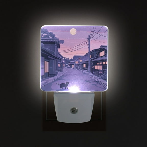 Yayeee LED Night Light for The Home Plug in With Light Sensors 2 Pack, Black Cat Walking