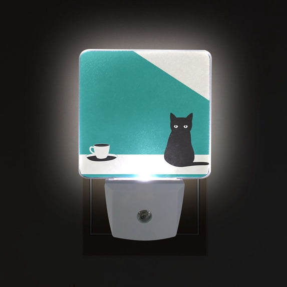 Yayeee LED Plug in Night Light for The Home with Auto Dusk to Dawn Light Sensors, 2 Pack, Black Cat and Coffee