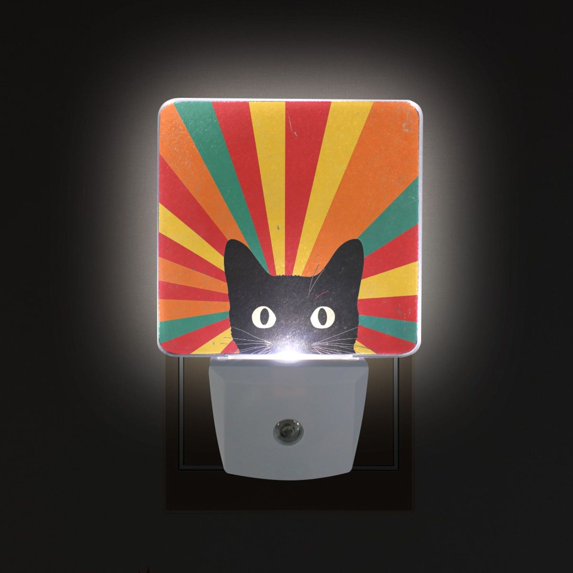 Yayeee LED Plug in Night Light for The Home with Auto Dusk to Dawn Light Sensors, 2 Pack, Black Cat
