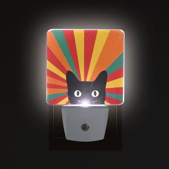 Yayeee LED Night Light for The Home Plug in With Light Sensors 2 Pack, Black Cat