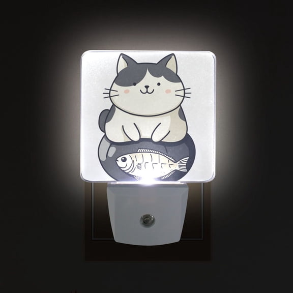 Yayeee LED Plug in Night Light for The Home with Auto Dusk to Dawn Light Sensors, 2 Pack, Black Cute Cat