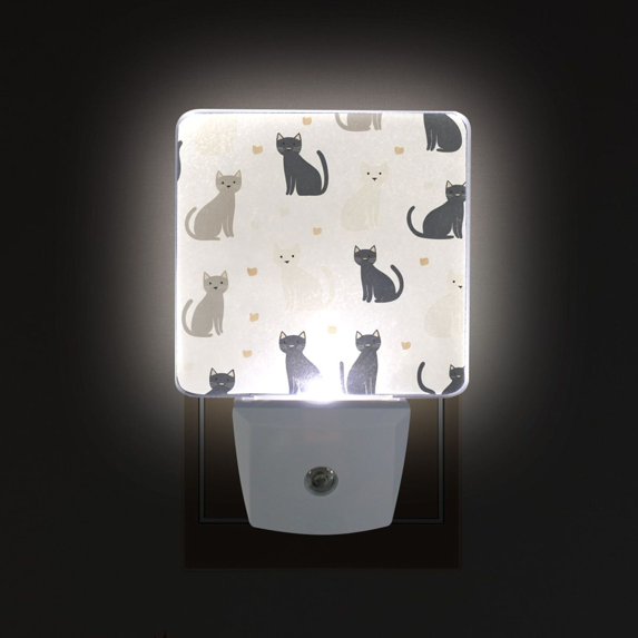 Yayeee LED Plug in Night Light for The Home with Auto Dusk to Dawn Light Sensors, 2 Pack, Black Cute Cats