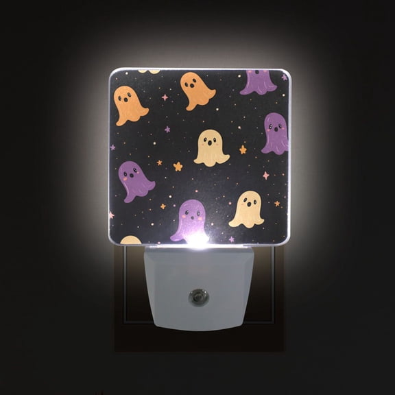 Yayeee LED Night Light for The Home Plug in With Light Sensors 2 Pack, Black Halloween Ghosts