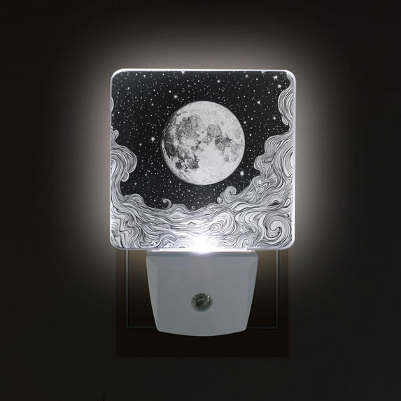 Yayeee LED Night Light for The Home Plug in With Light Sensors 2 Pack, Black Moon