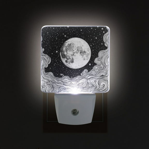 Yayeee LED Night Light for The Home Plug in With Light Sensors 2 Pack, Black Moon