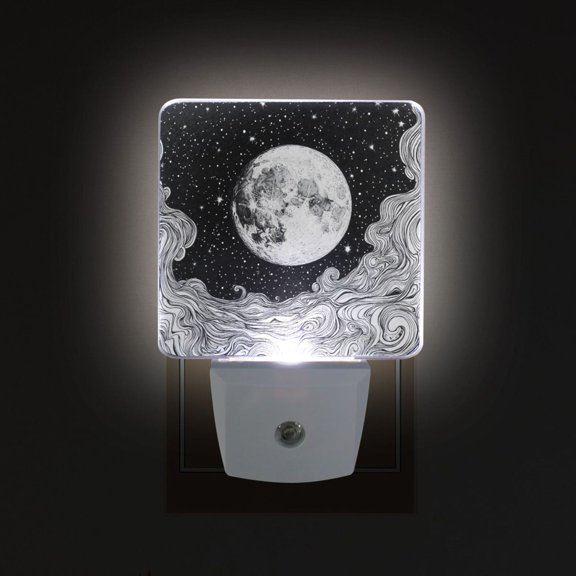 Yayeee LED Plug in Night Light for The Home with Auto Dusk to Dawn Light Sensors, 2 Pack, Black Moon