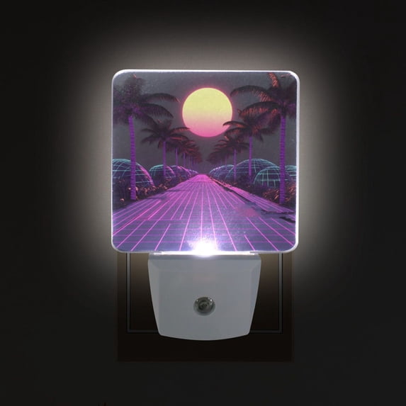 Yayeee LED Plug in Night Light for The Home with Auto Dusk to Dawn Light Sensors, 2 Pack, Black Neon Road