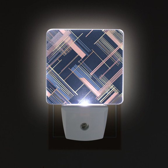 Yayeee LED Night Light for The Home Plug in With Light Sensors 2 Pack, Black Stripes