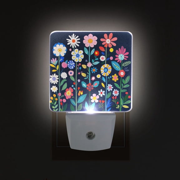 Yayeee LED Plug in Night Light for The Home with Auto Dusk to Dawn Light Sensors, 2 Pack, Bloom Flowers
