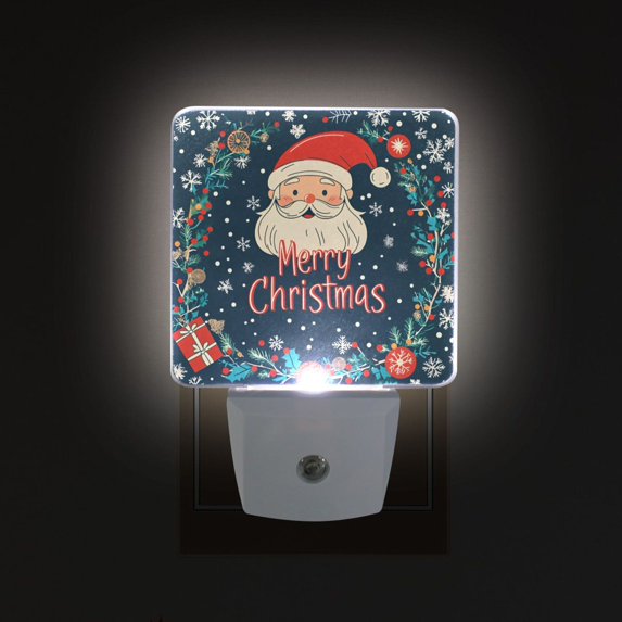 Yayeee LED Night Light for The Home Plug in With Light Sensors 2 Pack, Blue Christmas Santa