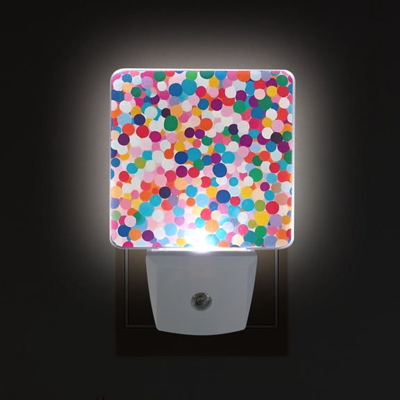 Yayeee LED Night Light for The Home Plug in With Light Sensors 2 Pack, Blue Colorful Circles