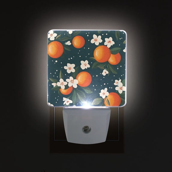 Yayeee LED Plug in Night Light for The Home with Auto Dusk to Dawn Light Sensors, 2 Pack, Blue Floral Oranges
