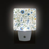Yayeee LED Night Light for The Home Plug in With Light Sensors 2 Pack, Blue Floral
