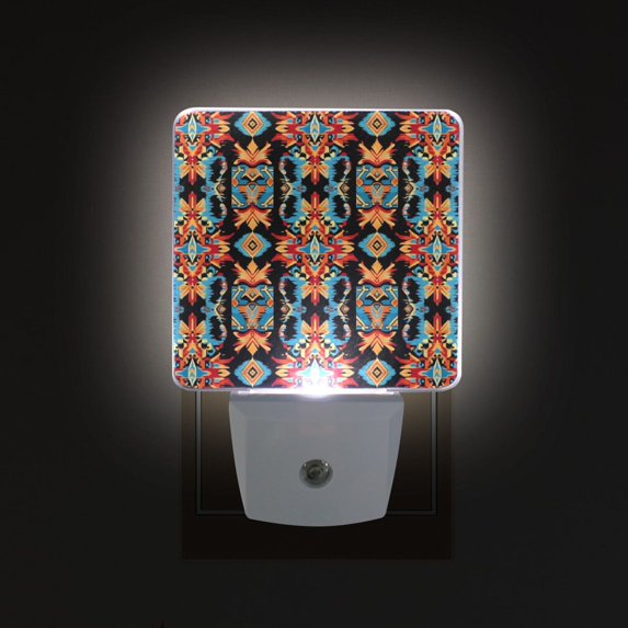 Yayeee LED Night Light for The Home Plug in With Light Sensors 2 Pack, Blue Geometric
