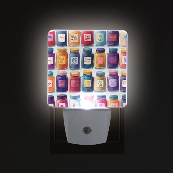 Yayeee LED Plug in Night Light for The Home with Auto Dusk to Dawn Light Sensors, 2 Pack, Blue Jam Jars