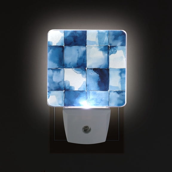 Yayeee LED Plug in Night Light for The Home with Auto Dusk to Dawn Light Sensors, 2 Pack, Blue Pattern