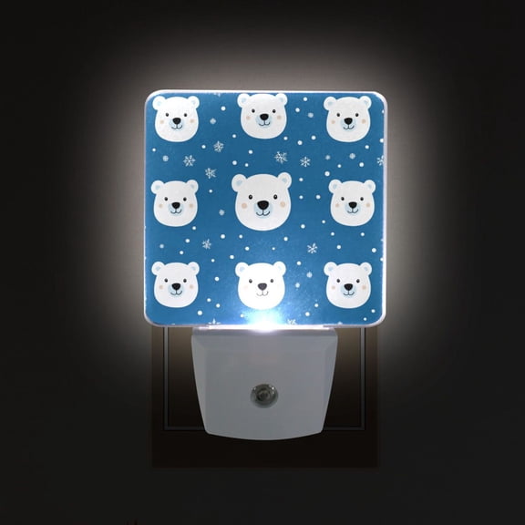 Yayeee LED Plug in Night Light for The Home with Auto Dusk to Dawn Light Sensors, 2 Pack, Blue Polar Bear