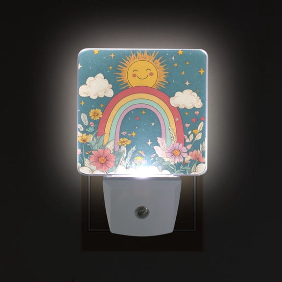 Yayeee LED Plug in Night Light for The Home with Auto Dusk to Dawn Light Sensors, 2 Pack, Blue Rainbow