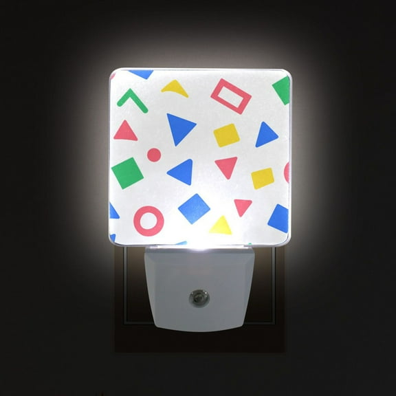 Yayeee LED Night Light for The Home Plug in With Light Sensors 2 Pack, Blue Retro Triangles