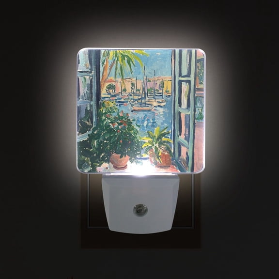 Yayeee LED Plug in Night Light for The Home with Auto Dusk to Dawn Light Sensors, 2 Pack, Blue Sea Boat