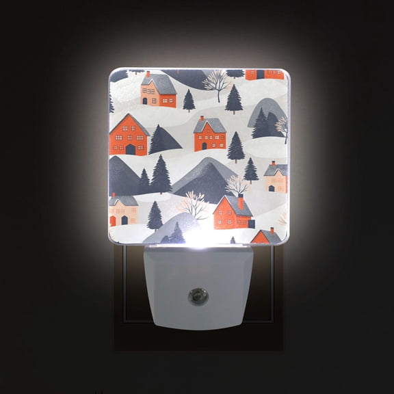 Yayeee LED Plug in Night Light for The Home with Auto Dusk to Dawn Light Sensors, 2 Pack, Blue Snow Houses