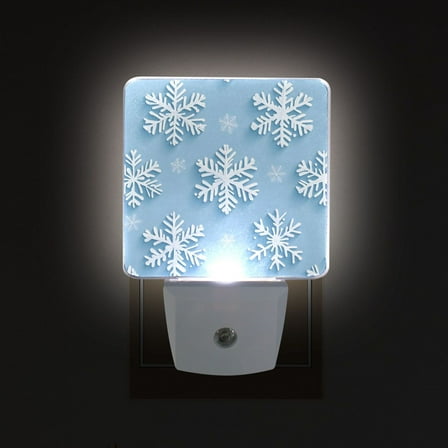 Yayeee LED Night Light for The Home Plug in With Light Sensors 2 Pack, Blue Snowflake