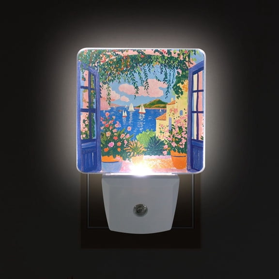 Yayeee LED Night Light for The Home Plug in With Light Sensors 2 Pack, Blue Window