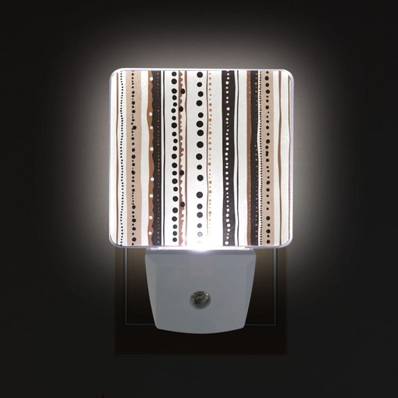 Yayeee LED Night Light for The Home Plug in With Light Sensors 2 Pack, Brown Abstract Stripes